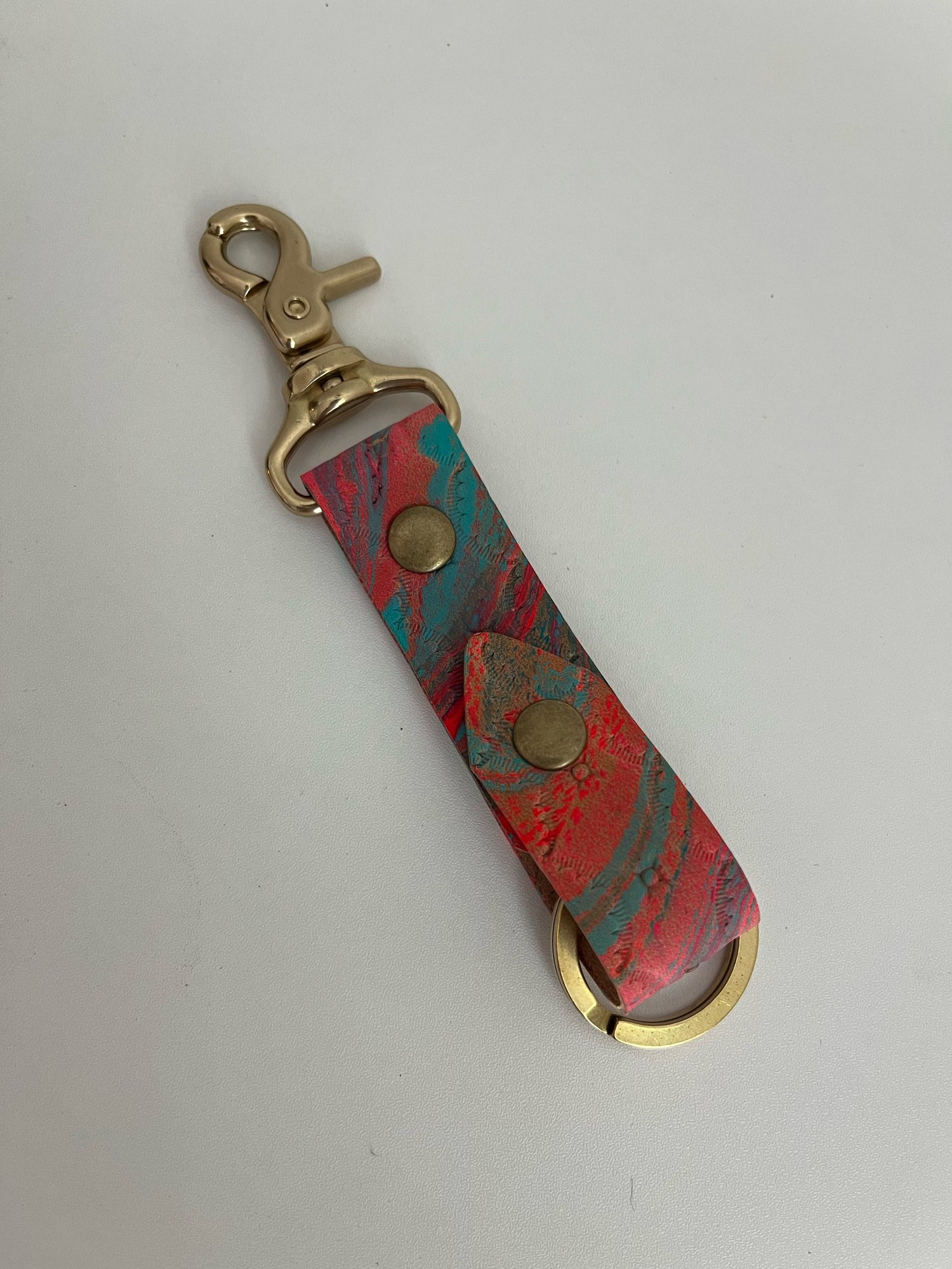 Image of Neon Pink/Turquoise Marbled Long Keychain