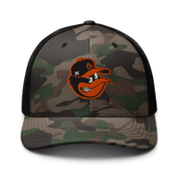 Image 1 of O’s Bird Flu Logo Camo Trucker Hat