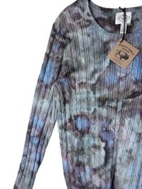 Image 4 of ♻️ UPCYCLED L Cable Knit Cotton Blend Sweater in Stormy Skies Ice Dye