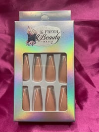 Image 1 of Nails - Long (Nude Glitter Design)