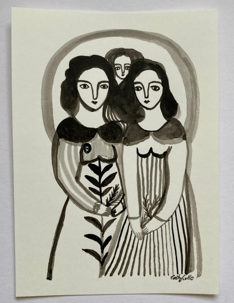 Image of the Brontë sisters - original ink drawing