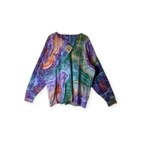 Image 1 of XL Unisex Adult Soft Long Sleeve Tee in Earthy Rainbow Geode Ice Dye