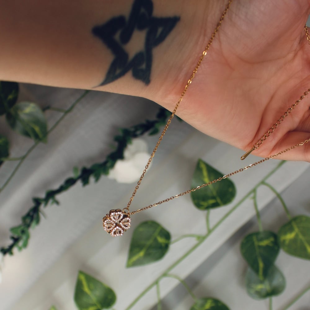 Image of Heart Clover Necklace