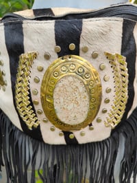 Image 4 of Dolly Bum bag suede fringe tassels ZEBRA and Moroccan Stone