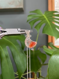 Image 5 of Silver Ombré Fire Quartz Moon Crystal Necklace