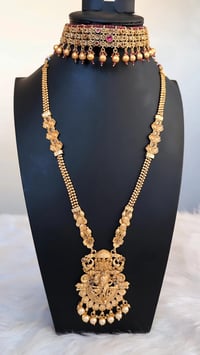 Image 6 of Brinda_Combo Choker Plus Ranihar Style Radha-Krishna Temple Jewelry 