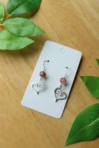 Image 2 of Sterling Silver Heart Earrings with Crystal