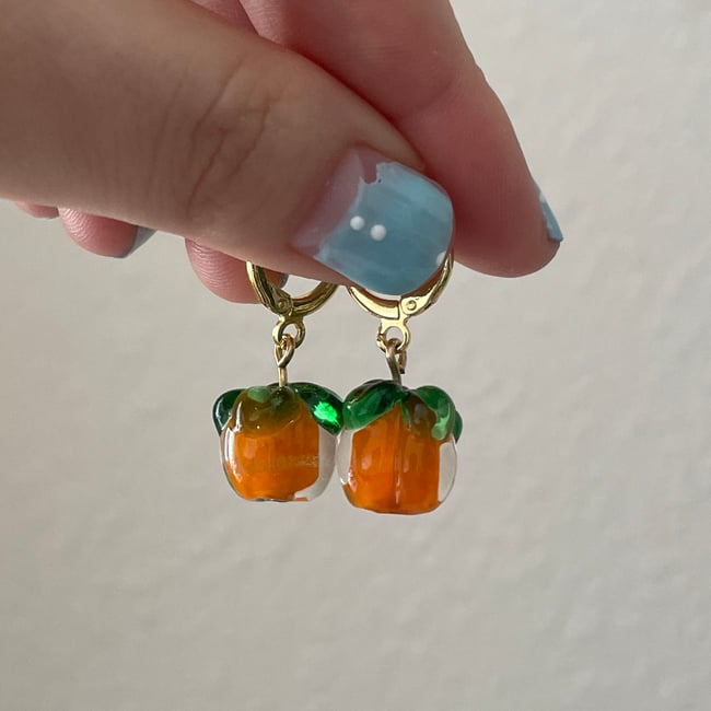 'glass persimmon' huggie hoop earrings