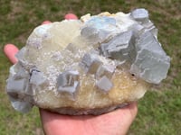 Image 16 of Large QR Code Fluorite On Druzy Quartz Matrix Specimen #2628