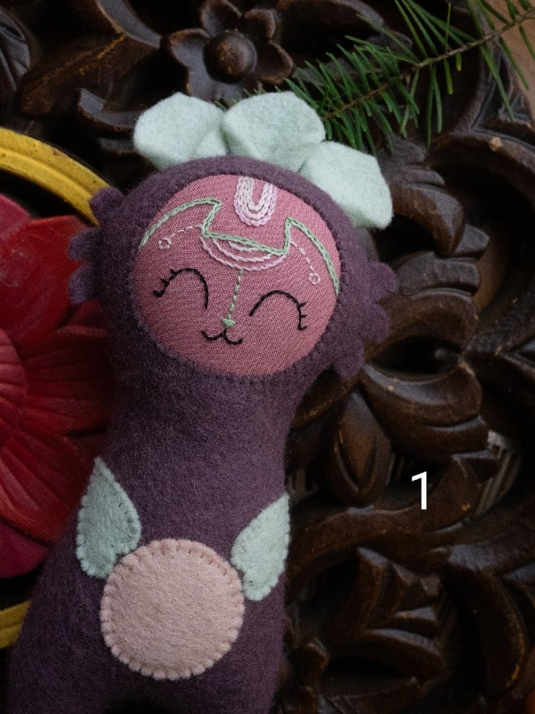 Image of Purple Felt Space Dolls