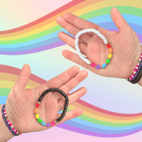 Image 1 of Elegant Rainbow Clay Heishi Bracelet (Black or White)