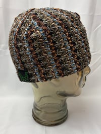 Image 4 of BLUE AND BROWN KNIT BEANIE