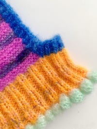 Image 2 of Sofie and Iris Striped Dark Purple, Dark Pink, Strong Orange, Blue and Mint Mohair Bubble Balaclava