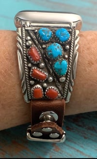 Image 1 of Coral and Turquoise Apple Watch Bands