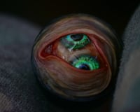 Image 10 of Custom Swappable Phone Grip for smartphones, glow in the dark double iris, reflective pupil OOAK