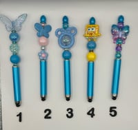Image 1 of Light Blue Beaded Dual Touchscreen/Ball Point Pens
