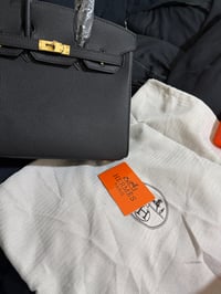 Image 1 of Hermes Birkin 25/30cm Bag Calfskin Silver/Gold Metal In Black High