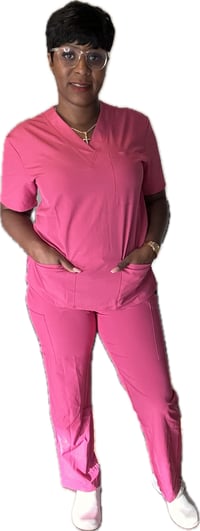 Image 1 of Fuchsia Stretch Scrub Set  