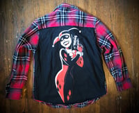 Upcycled “Harley Quinn” t-shirt flannel