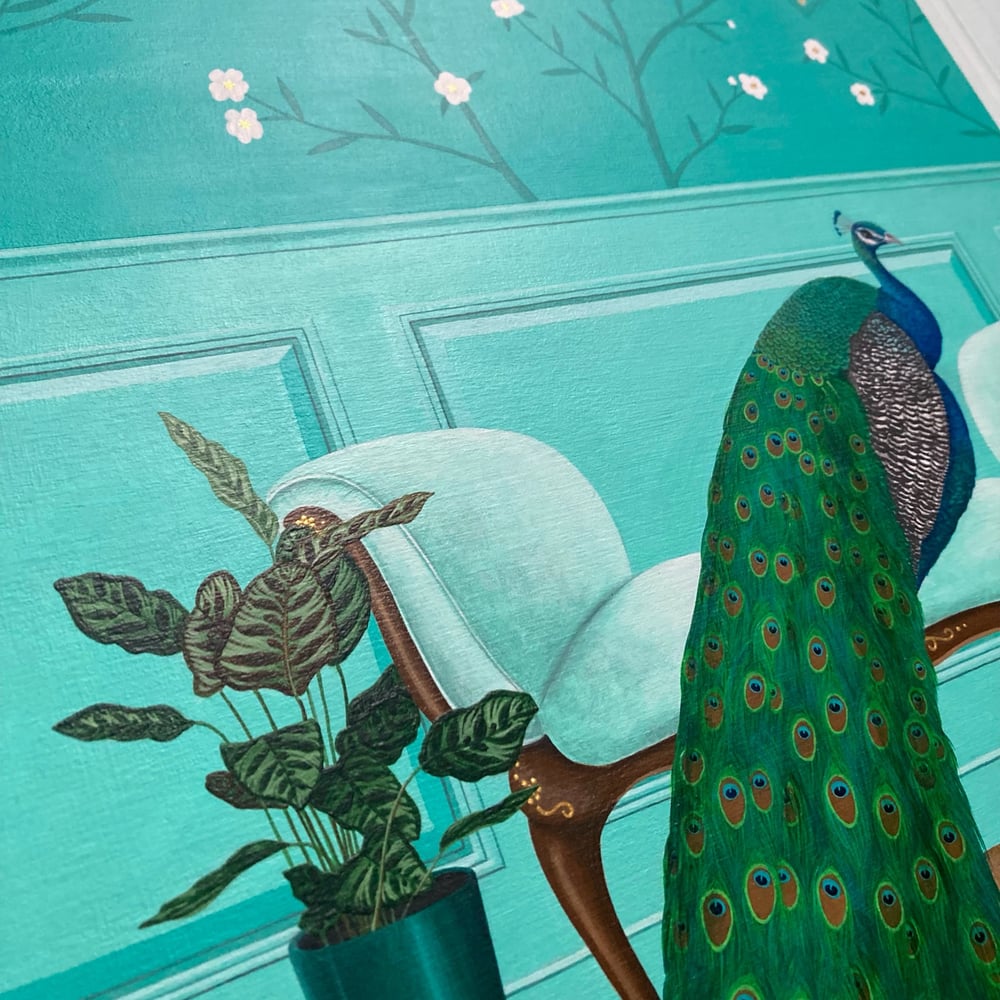 “Teal Peacock Room” Original Painting
