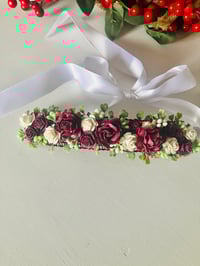 Image 2 of Burgundy & ivory flower crown 