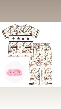 Woody smocked pjs 