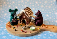 Image 1 of Mice with Gingerbread House Medium