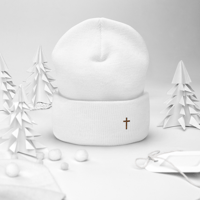 Image 1 of Cuffed Beanie (with cross)