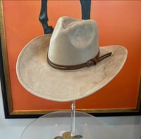 Image 1 of Vegan Suede Cowboy Hat with leather strap 