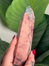 Image 2 of PINK AMETHYST TOWER WITH GREEN JASPER -BRAZIL- C