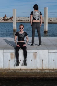 Image 2 of XENA white snake, vegan black leather