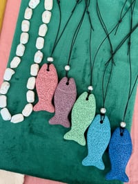Image 1 of Stone fish pendant necklace 
