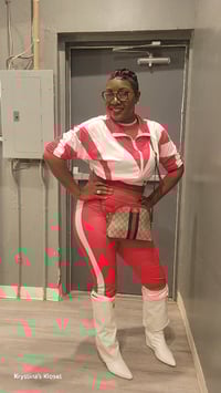 Image 3 of Red and White jogger 