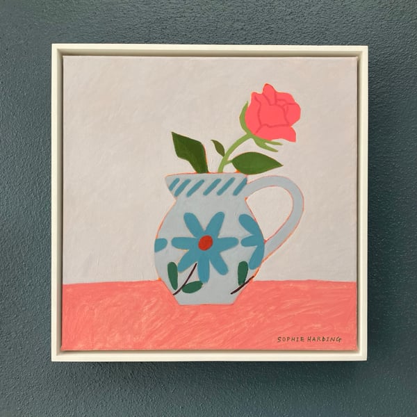 Image of Rose in a Handmade Jug