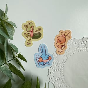 Image of Gen 3 Starter Pokémon Waterproof Stickers