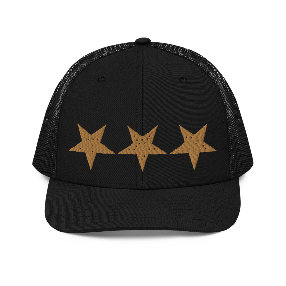 Image of Cult League 3-Stars Trucker Cap (Gold-On-Black)