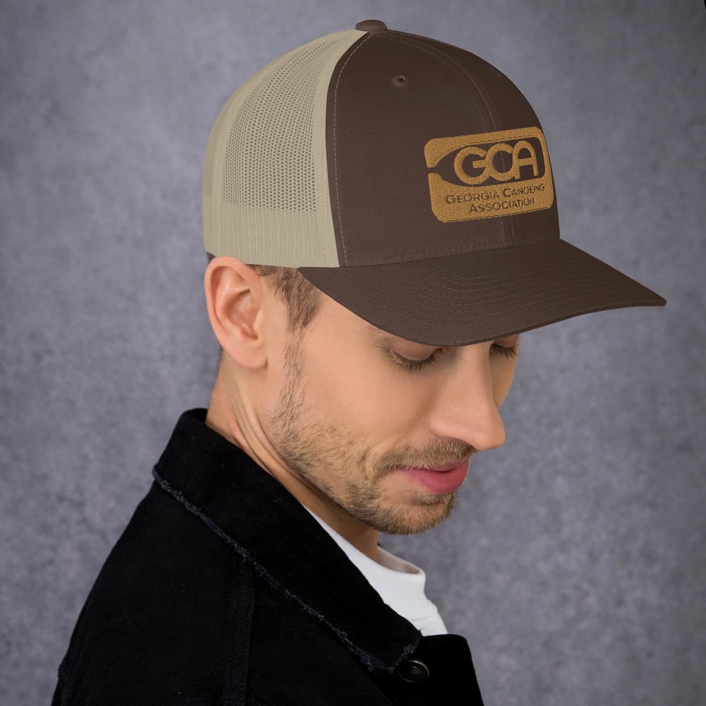 Image of Retro Trucker Cap, gold logo