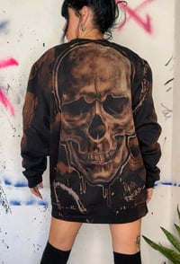 Image 5 of “BONED” CUSTOM BLEACH PAINTED PULLOVER SWEATER XL