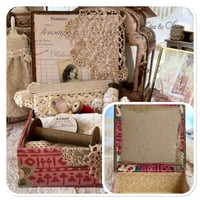 Image 5 of Vintage french Boudoir square box full of vintage and french sewing notions.