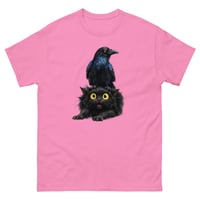 Image 7 of Unisex classic tee, Black Cat Raven Crow Funny Gothic tee
