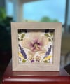 Hibiscus, Mum, Veronica & Pansy Wildflower Art In 6" X 6" Shadow Box (Item# 202304S)