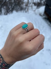 Image 2 of Double band turquoise ring size 6.25