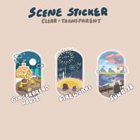 Image 4 of Gingerbread House, Fireworks, Sunrise | Scene Series ☆ | Clear Stickers