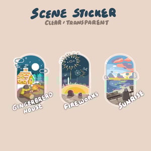 Image of Gingerbread House, Fireworks, Sunrise | Scene Series ☆ | Clear Stickers