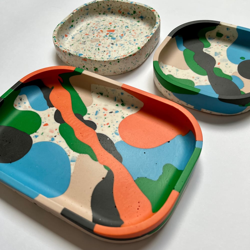 Image of Squiggle Trinket Tray Set ~ Orange Black