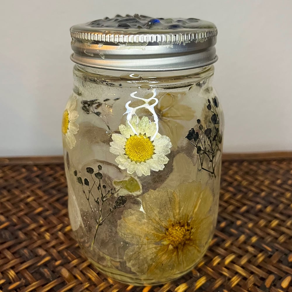 Image of labradorite floral mason jar