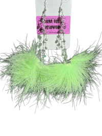 Kiwi green caribou fur Pompom earrings 