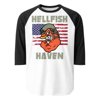 Image 3 of 3/4 sleeve raglan shirt Hellfish Flag