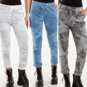 Image of GLITTER TIE DYE MAGIC STRING CRUSHED TROUSERS