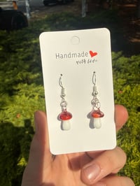 Image 2 of Red Blizzard Mushroom earrings 